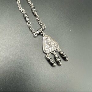 Brighton Jordana Silver and Black Pendant Necklace EUC
